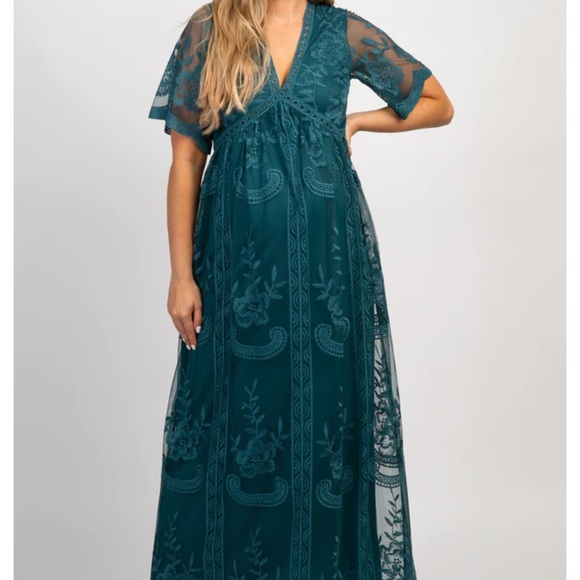 Lace mesh overlay maternity maxi dress - Picture 5 of 5